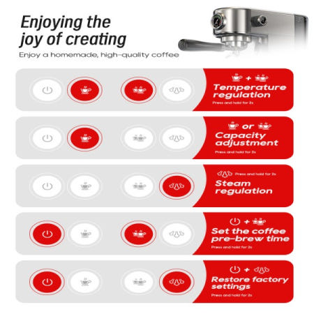 HiBREW 20Bar 반자동 에스프레소 커피 머신 온도 조절 가능 콜드/핫 슈퍼 슬림 메이커 카푸치노 H10B