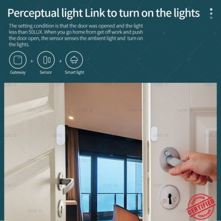 Lux 또는 진동 감지 기능이 스마트 ZigBee 창문 센서 홈 보안 Z2mqtt와 함께 실시간 알람 작업