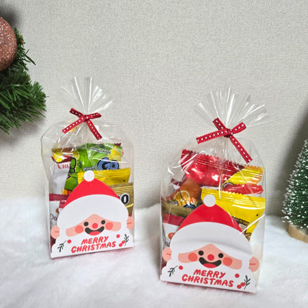 [달곰 토끼][스티커 무료] 달곰토끼 어린이집 크리스마스 답례품 학생 학교 학원 교회 단체간식 과자 선물 세트  구디백 - 산타 리본 간식