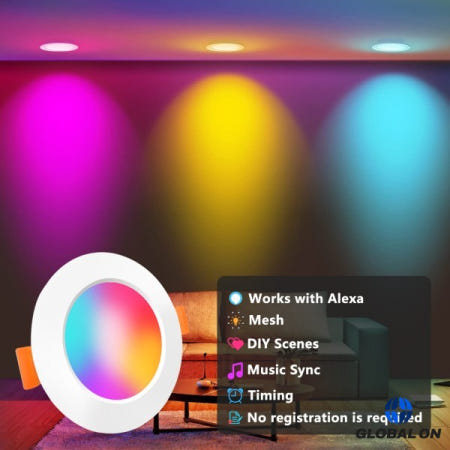 [해외]스마트 LED 매입형 천장 조명 원형 스포트라이트 110V RGB 색상 변경 디밍 가능 통은 Alexa와 함께 작동합니다.