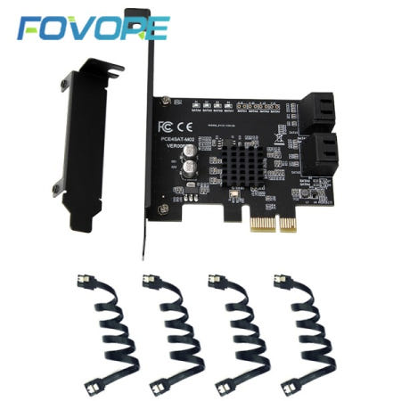 HDD SSD IPFS 마이닝 컨트롤러용 SATA 3.0 카드 PCI-E 1X 확장 어댑터 4 포트