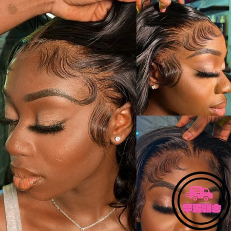 최고급 더블 드로운 숏밥 가발 베트남산 생처녀 인모 글루리스 바디 웨이브 레이스 프론탈 프리컷 13x4 HD