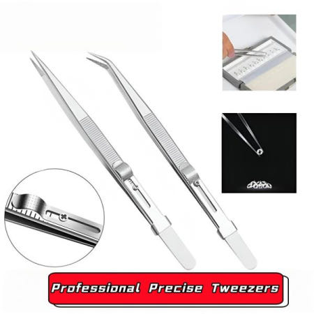 업그레이드된 잠금 핀셋 미끄럼 방지 16cm 고정밀 스테인리스 슬롯형 보석 다이아몬드 페인팅 전자 수리용