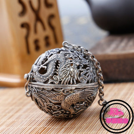 정교한 앤티크 구리 아로마테라피 볼 미니 홈 인센스 백플로우 버너 향낭 펜던트 차 예식용