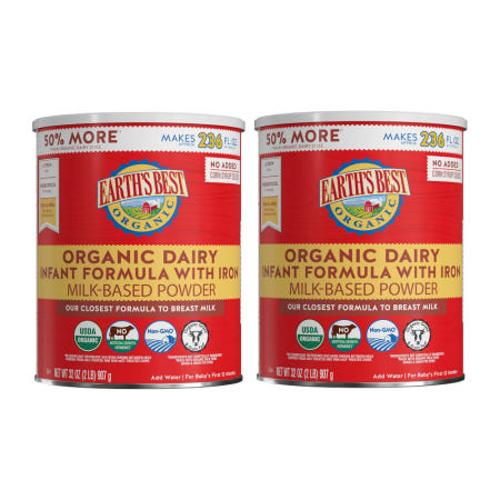 [해외]Earths Best 얼쓰베스트 오가닉 신생아 앙팡 아기 분유 907g x2통 철분 오메가3 6 DHA 어스 얼스베스트 미국직배송