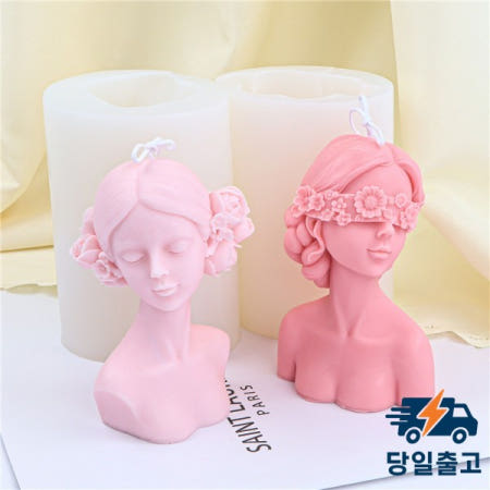 뭉툭한 브레이드 소녀 실리콘 양초 금형 닫힌 눈 꽃 하프 바디 뷰티 아로마 테라피 수지 홈 인테리어 장식품