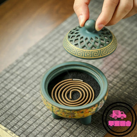 빈티지 구리 향로 젠 장식 선물 철 아로마테라피 홀더 백단향 & 삼나무