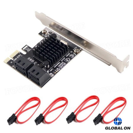 PCI Express Sata 컨트롤러 4 포트 6G PCI-E-SATA3.0 확장 광부 어댑터 카드 SSD IPFS 마이닝