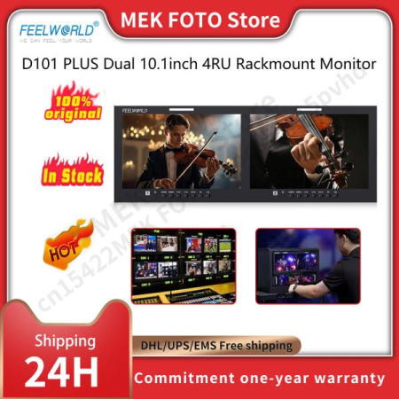 FEELWORLD 레코드 듀얼 10.1 인치 4RU 랙 마운트 모니터 4K 풀 HD 화면 호환 1920x1200IPS 플러스