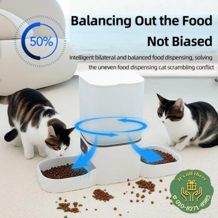 6L 대용량 듀얼 보울 투야 스마트 와이파이 반려동물 급식기 타이머 설정 가능 정량 급식 기능이 있는 고양이/강아지 슬로우 푸드 머신