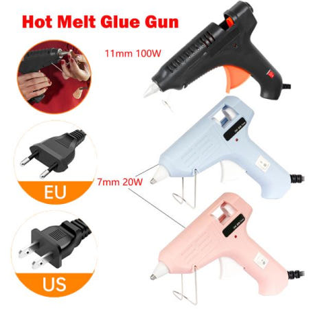 20W/100W 핫멜트 접착제 총 DIY 가정용 산업 열 온도 전기 수리 사용 7/11mm 스틱