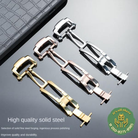 304L 스틸 18mm 시계 버클 액세서리 파텍 필립 시계용 나틸러스 가죽/고무 스트랩 버터플라이/폴딩 버클
