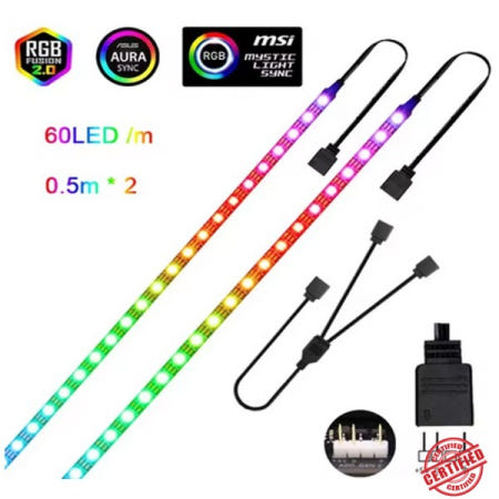 주소 지정이 가능한 레인보우 PC 디지털 WS2812b LED 스트립 조명 5V 3핀 ARGB 헤더 케이스 Asus Sync Fusion MSI Mystic