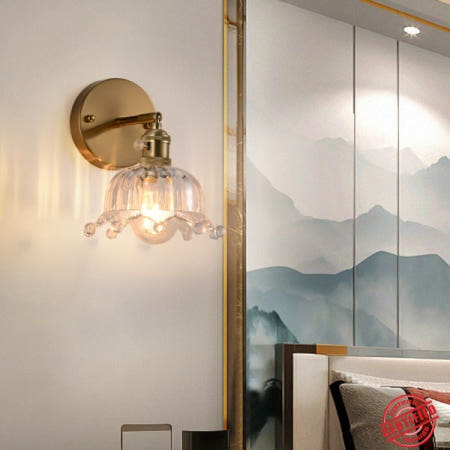 북유럽 조명 럭셔리 인터넷 연예인 벽 램프 침실 머리맡 소녀 일본 유리 샹들리에 에이 티브 기능 바람 장식