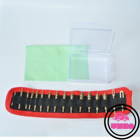 그린 월드 건 청소 브러시 키트 솔리드 황동 스피어 포인트 슬롯 패치 루프 17Cal-.50cal 17 개 로트