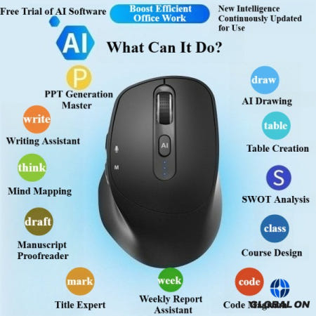 [해외]AI 인공지능 무선 번역 마우스 226개 언어 가능 충전식 타이핑/쓰기/PPT 휴대용
