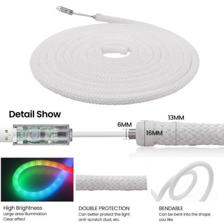 [해외]16.4피트 직조 로프 조명 주소 지정 가능 ICRGB LED 스트립 음악 동기화 USB 전원 공급 방식 게임룸 벽 장식용 유연