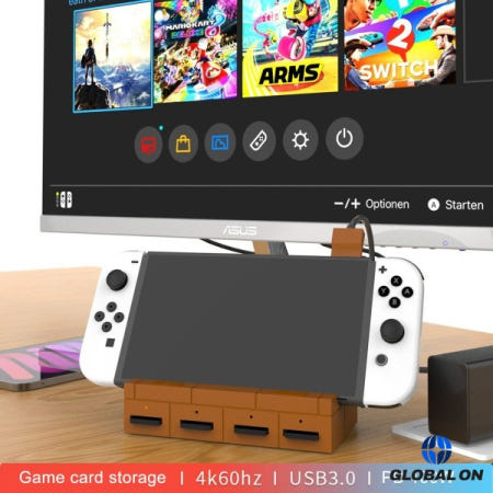 스위치 2 HD 4K 60Hz 충전 스탠드 겸용 도킹 스테이션 (게임 카드 수납 슬롯 포함)