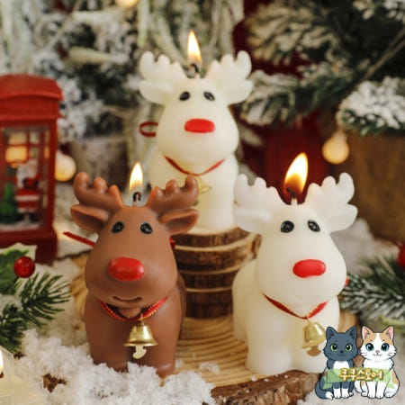 [해외]21개/세트 엘크 실리콘 양초 몰드 골든 벨 DIY 크리스마스 석고 레진 공예 장식 겨울 선물 만들기 키트