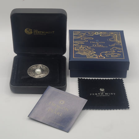 [호주 퍼스민트사]투발루 2017년 드래곤&진주 1온스 앤티크 은화 99.99% 여의주 삽입 3000개 한정 호주 퍼스민트 발행  수집난이도 최상 판매번호 외177