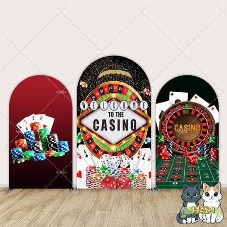 [해외]카지노 테마 나이트 포커 라스베가스 아치 배경 재생 카드 룰렛 주사위 파티 벽