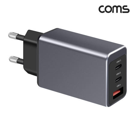 KT065 Coms 65W 3포트 GaN 고속 충전기 USB C타입 PD3.0 PPS지원 USB 전원 AC DC 스마트폰 태블릿 멀티
