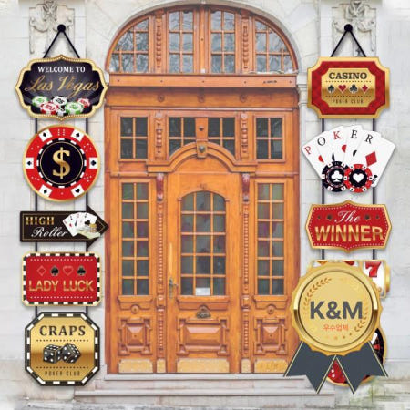 카지노 크랩 룰렛 포커 파티 장식 매달린 배너 도어 라스베이거스 레이디 행운 생일 용품