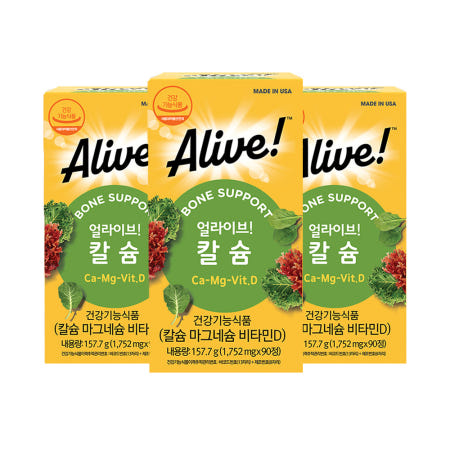 얼라이브 칼슘 마그네슘 비타민D 90정, 3개