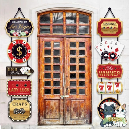 [해외]카지노 크랩 룰렛 포커 파티 장식 매달린 배너 도어 라스베이거스 레이디 행운 생일 품