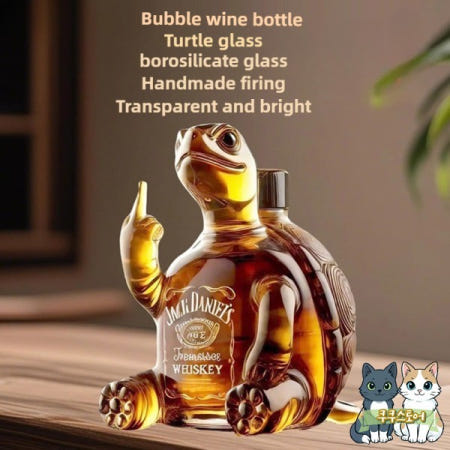 [해외]320ml 신상 동물 위스키 고품질 빈 유리병 거북이 중지 손가락 자세 와인병 매끄러운 표면