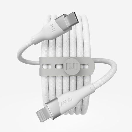 우븐 USB C타입 to 라이트닝 8핀 MFi 고속충전 케이블 화이트, 1개, 1m