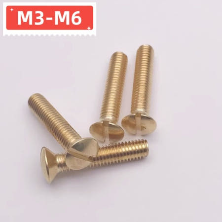 [해외]호환 순수 솔리드 황동 브로즈 구리 하프 카운터 싱크 슬롯 라운드 드라이브 헤드 기계 나사  볼트 DIN964  5-50 개