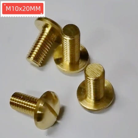[해외]호환 솔리드 순수 황동 구리 단추 빅 팬  하프 라운드 슬롯 드라이브 헤드  기계 나사 고정 볼트 18mm  M10 x 2 개