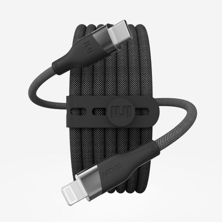 우븐 USB C타입 to 라이트닝 8핀 MFi 고속충전 케이블 블랙 1m, 1개