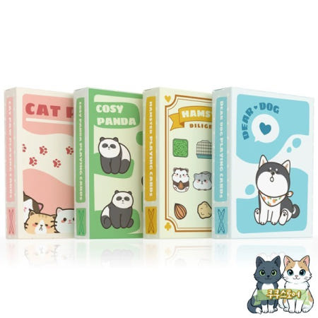 [해외]네가지 예술적인 귀여운 판다/고양이 종류의 카드 블루 코어 두꺼운 포커 파티 바 게임에 적합한 54PCS 소녀 선물