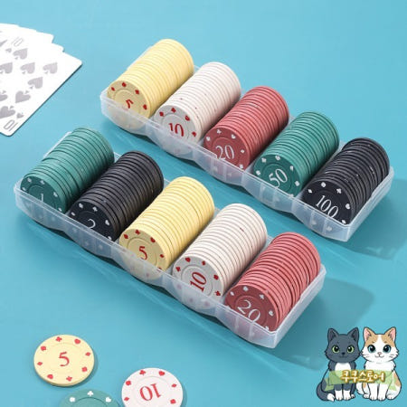 [해외]100개 휴대 체스 및 카드룸 전 칩 코인 텍사스 홀덤 포인트 방수 내마모성 원형 포함