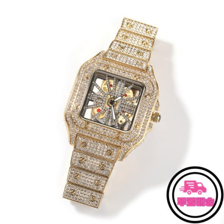 유윈 아이스드 아웃 남성용 시계 사각 다이얼 쿼츠 명품 브랜드 오토매틱 스켈레톤 힙합 렐로지오