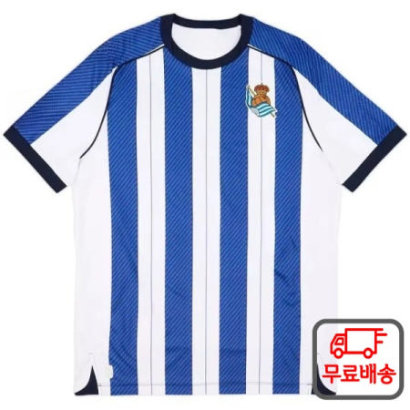 2025-26 레알 소시에다드 홈 셔츠 오야르자발 유니폼 팬 버전 남녀 아동용 통기성 캐주얼 스포츠