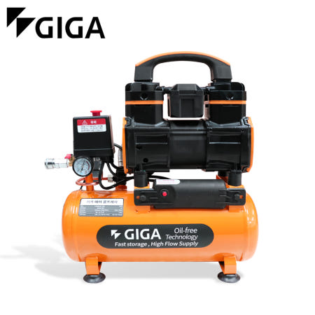 저소음 무오일 오일리스 에어 콤프레샤 휴대용 900W 8L 기가 GIGA 2-900DF8