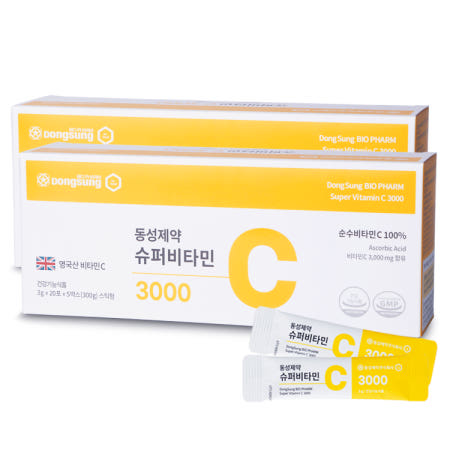동성제약 슈퍼비타민C 3000 비타민씨 영국산 고함량 가루 메가 100포, 2개