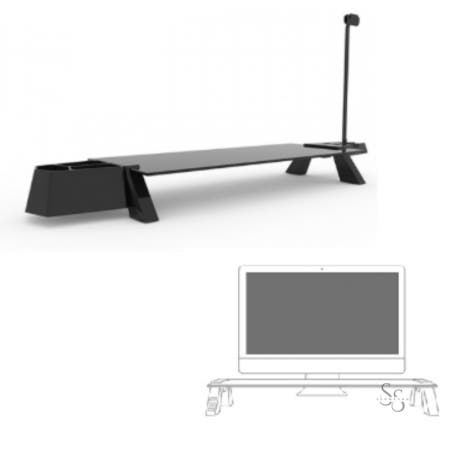 쏨숭 모니터받침대 블랙블랙 814x210x80mm 1개입 컴퓨터 작업 학생 프리랜서 책상