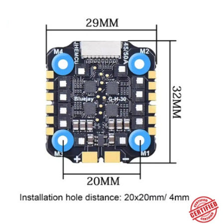 [해외]JHEMCU EM45A / 4in1 ESC 2-6S 리포 블루 제이 펌웨어 업데이트 가능 BLHELI_S 20x20mm RC FPV 드론 부품용