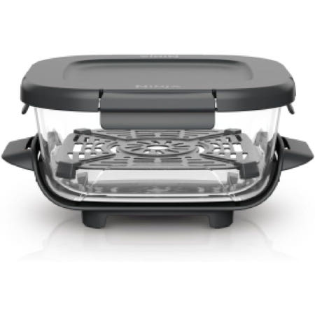 [샤크닌자][해외]닌자크리스피 템프웨어 유리 용기 1개 세트 1.4L 스냅락 그릴포함 내열성 에어프라이어용 점심 간식 휴대용