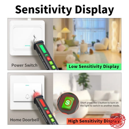 ZOYI DB02 비접촉식 AC 전압 감지기 테스터 12V-1000V 펜형 표시기 LED 볼트미터