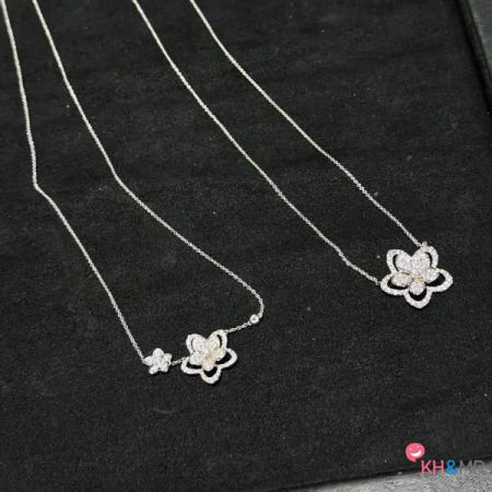 [해외]영국 럭셔리 우아한 보석 1:1 디자인 925 실버 조정 가능한 꽃 활 펜던트 목걸이 여성 휴일 선물 무료