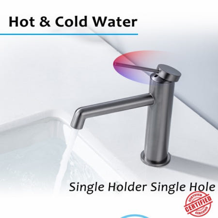 [해외]욕실 세면대 수도꼭지 싱글 핸들 데크 장착 세라믹 플레이트 스풀 믹서 온수 탭 바놀룩스 황동 새로운 스타일