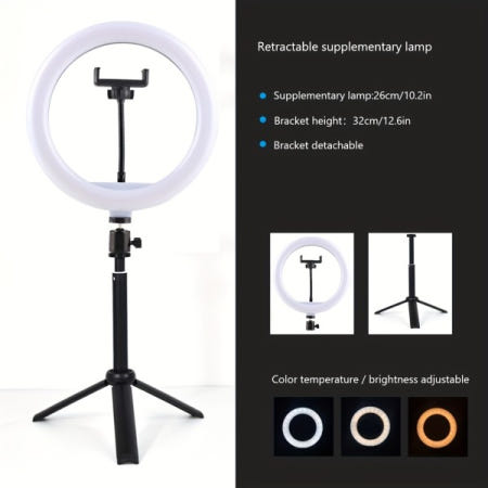 10인치 원형 라이브 보조 램프 뷰티 온라인 연예인 앵커맨 특별 데스크탑 휴대폰 브래킷 사진 영상