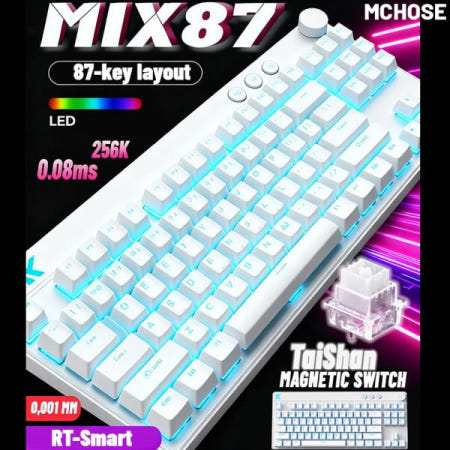 MCHOSE 믹스 87 마그네틱 축 케이블 E-스포츠 기계식 키보드 8K+256K 0.08ms 맞춤형 게임 마운트 타이산 GT