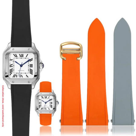 Quick Release Fluororubber Strap For Cartier Santos W2SA0006 Viton Watchbands Waterproof FKM Bracele