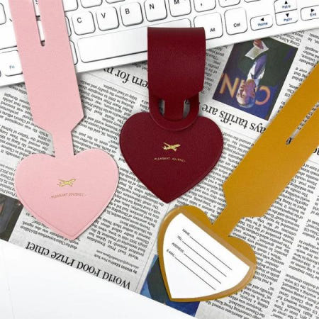 하트 모양의 PU 수하물 태그 여성 비행 휴가 액세서리 이름 ID 주소 용 Lable